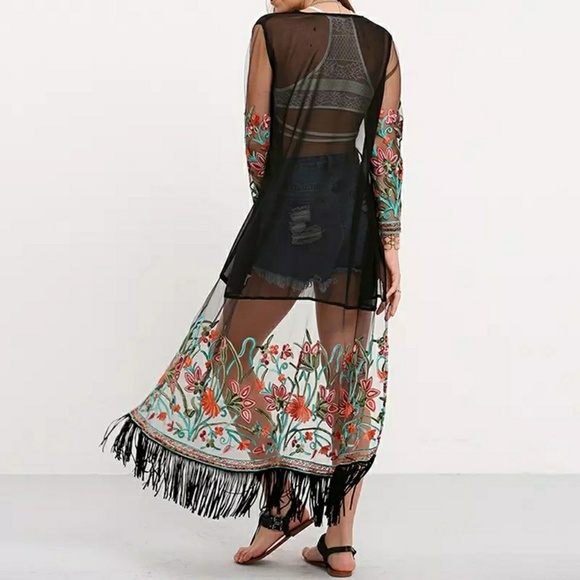 MK Boutique Tops - Last One!• Floral Tassel Kimono Boho Open Duster